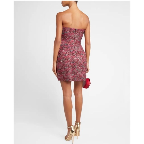 Liv Foster Strapless Floral Jacquard Mini Dress - Picture 3 of 6